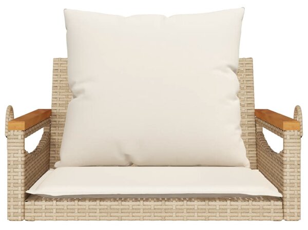 Bézs polyrattan hintapad párnákkal 63 x 62 x 40 cm