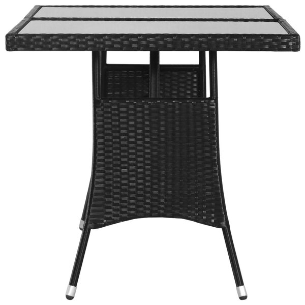 Fekete polyrattan kerti asztal 140 x 80 x 74 cm