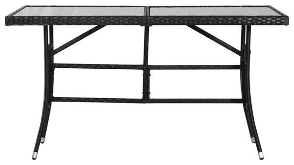 Fekete polyrattan kerti asztal 140 x 80 x 74 cm