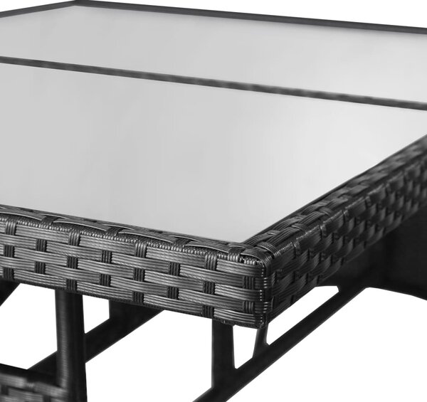 Fekete polyrattan kerti asztal 140 x 80 x 74 cm
