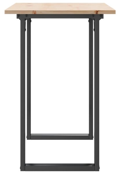 Tömör fenyőfa és acél étkezőasztal O-vázzal 100x50x75 cm