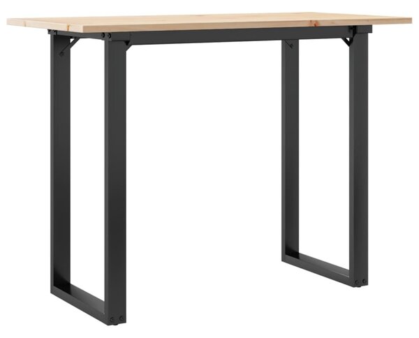 Tömör fenyőfa és acél étkezőasztal O-vázzal 100x50x75 cm