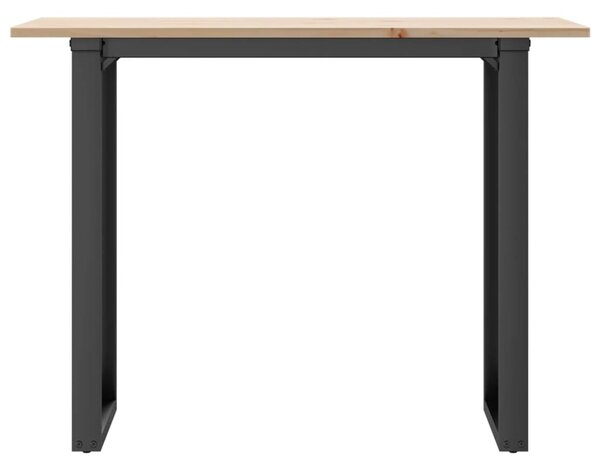 Tömör fenyőfa és acél étkezőasztal O-vázzal 100x50x75 cm