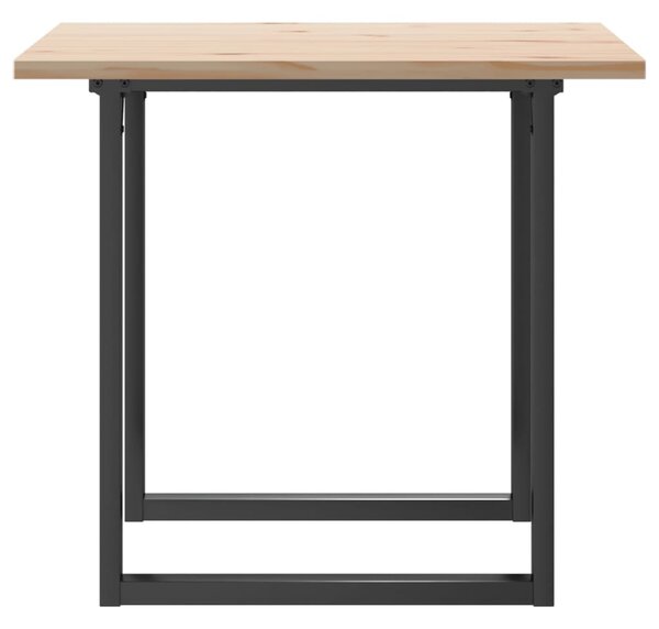 Tömör fenyőfa és acél étkezőasztal O-vázzal 80x80x75,5 cm