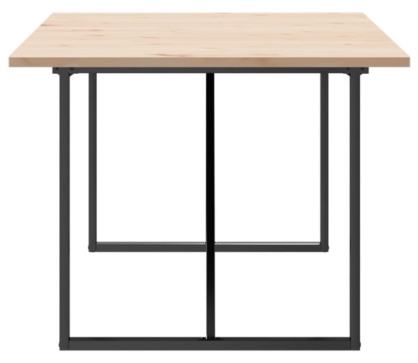 Tömör fenyőfa és acél O-vázú étkezőasztal 200x100x75,5 cm