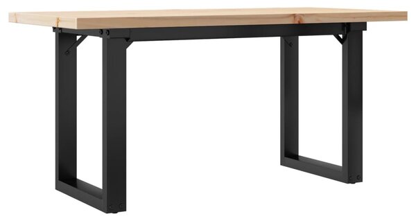 Tömör fenyőfa és acél O-vázú dohányzóasztal 90x40x45,5 cm