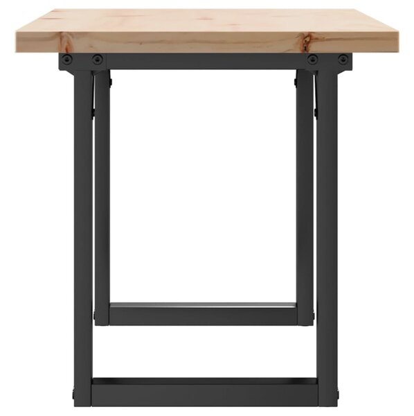 Tömör fenyőfa és acél O-vázú dohányzóasztal 90x40x45,5 cm