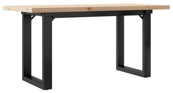 Tömör fenyőfa és acél O-vázú dohányzóasztal 90x40x45,5 cm