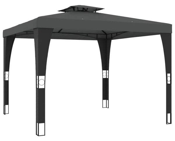 Antracitszürke acél dupla tetős pavilon 2,98 x 2,98 m
