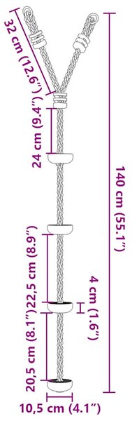 Többszínű tárcsás kötélhinta gyerekeknek 4 fokkal
