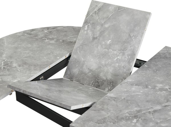 Kihúzható étkezőasztal, beton/fekete, 120x120-160x75 cm, ABERO TYP 2