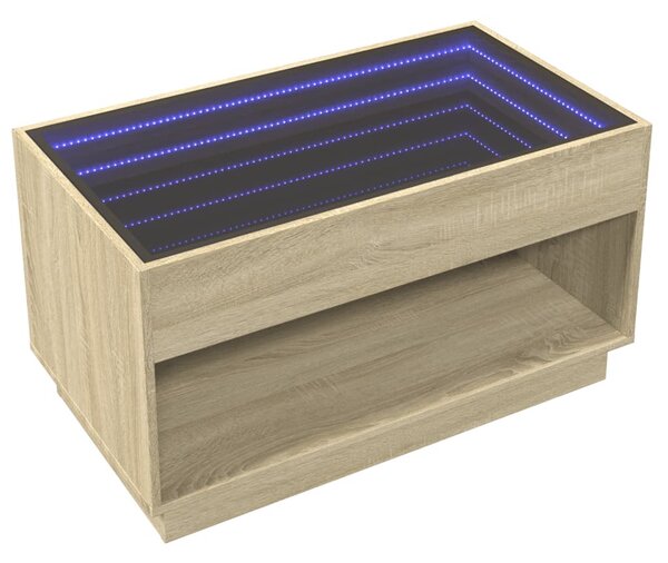Sonoma tölgy végtelen hatású LED-es dohányzóasztal 90x50x50 cm