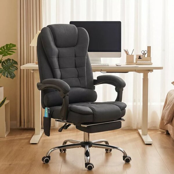 Vinsetto Főnöki szék masszázsfunkcióval, ergonomikus íróasztal szék dönthető és fűthető funkcióval, távirányítóval, fekete