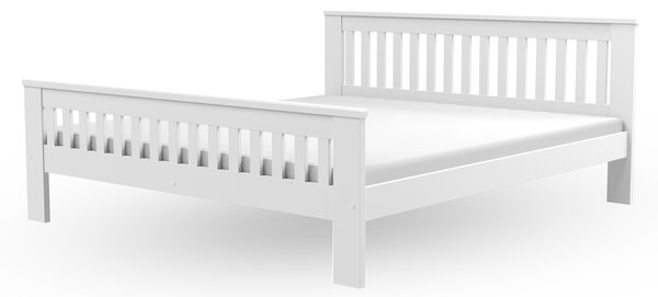 LAURA tömör fa franciaágy ágyráccsal - fehér Méret: 180x200