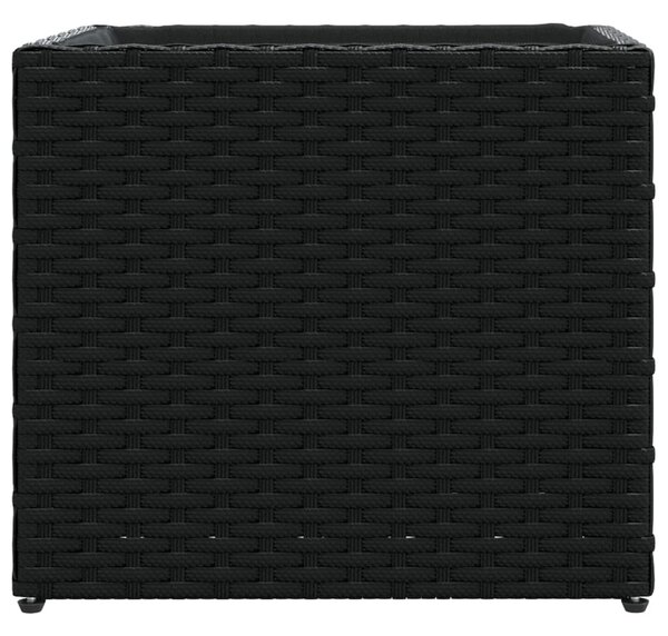 Fekete polyrattan kerti ültetőláda 36x30x32 cm