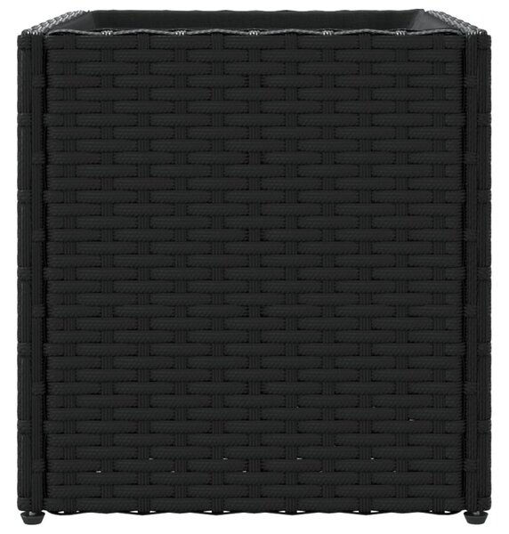 Fekete polyrattan kerti ültetőláda 36x30x32 cm