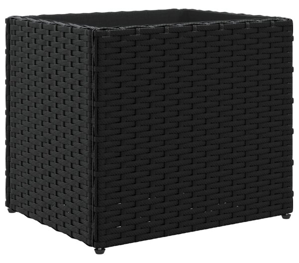 Fekete polyrattan kerti ültetőláda 36x30x32 cm