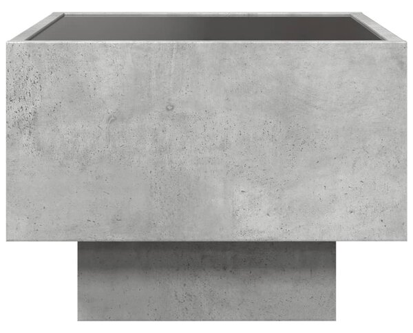 Betonszürke szerelt fa kisasztal LED-del 40 x 40 x 30 cm