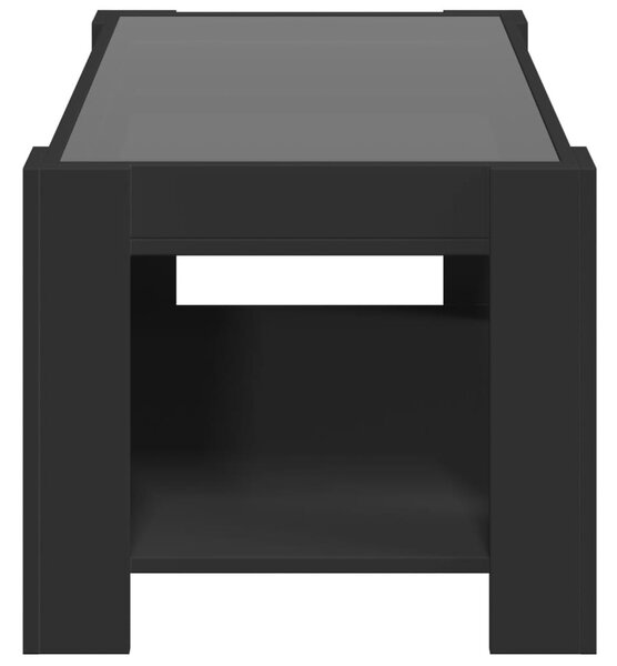Fekete szerelt fa dohányzóasztal LED-del 93 x 53 x 45 cm