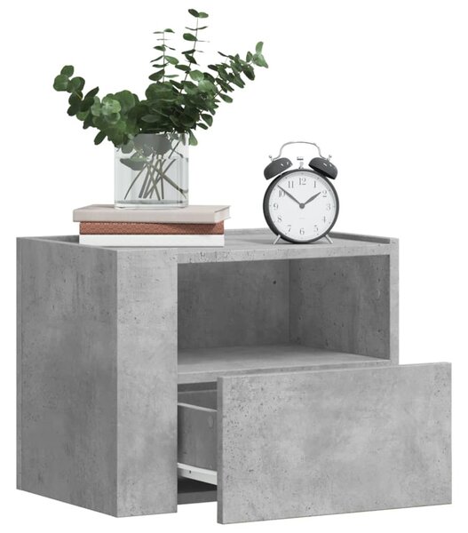 Betonszürke falra szerelhető éjjeliszekrény 45 x 30 x 35 cm