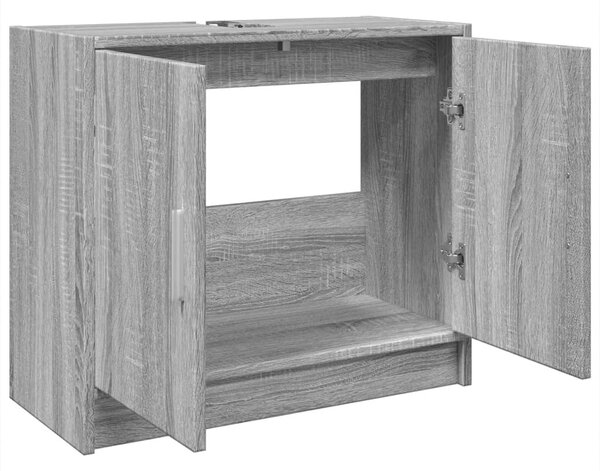 Szürke sonoma színű szerelt fa mosdószekrény 63 x 29 x 55 cm