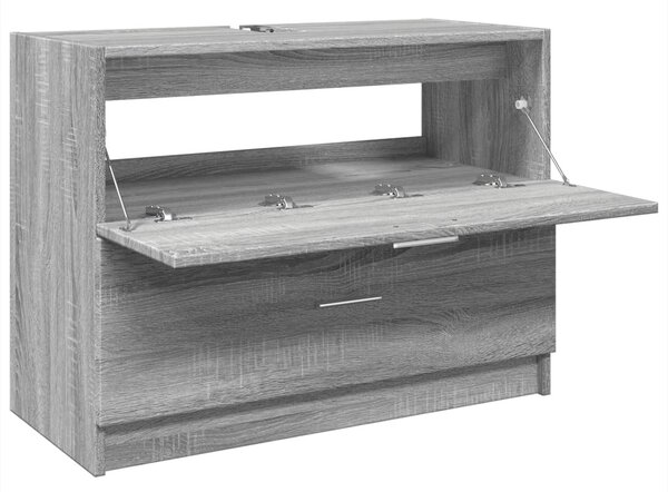 Szürke sonoma színű szerelt fa mosdószekrény 78 x 37 x 59 cm