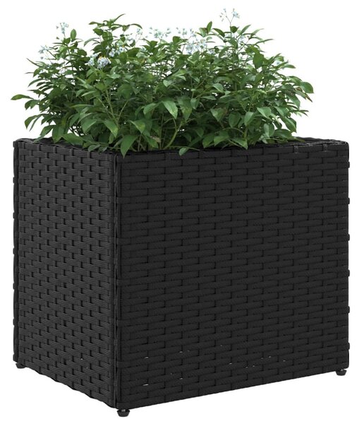 2 db fekete polyrattan kerti ültetőláda 36x30x32 cm