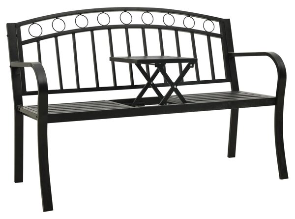 VidaXL fekete acél kerti pad asztallal 120 cm