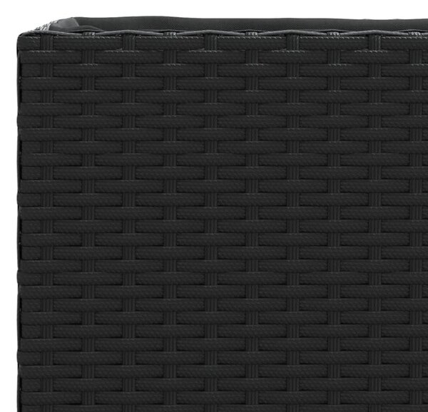 Fekete polyrattan kerti ültetőláda 2 cseréppel 90x20x40 cm