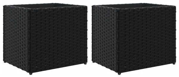 2 db fekete polyrattan kerti ültetőláda 36x30x32 cm