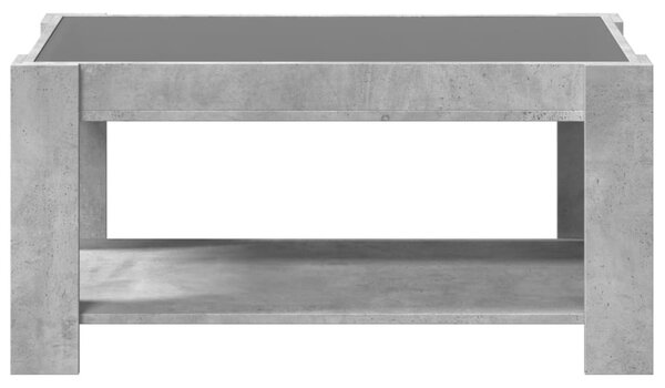 Betonszürke szerelt fa dohányzóasztal LED-del 93 x 53 x 45 cm