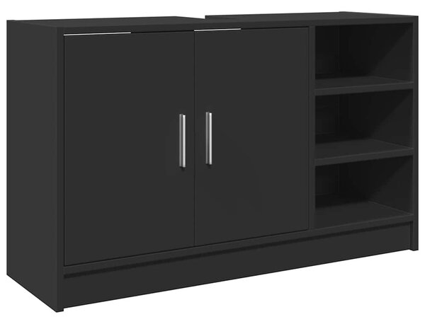 Fekete szerelt fa mosdószekrény 90 x 29 x 55 cm