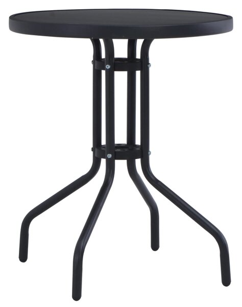VidaXL fekete acél és üveg kerti asztal 60 cm