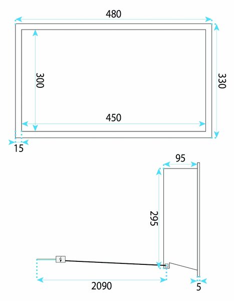 Süllyesztett fürdőszobai polc LED 30x45 brush copper