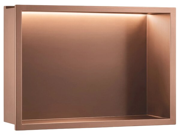 Süllyesztett fürdőszobai polc LED 30x45 brush copper