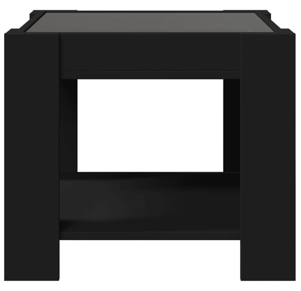 Fekete szerelt fa dohányzóasztal LED-del 53 x 53 x 45 cm