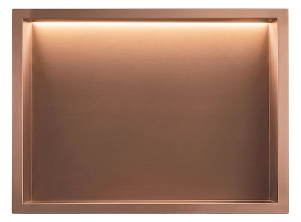 Süllyesztett fürdőszobai polc LED 30x45 brush copper