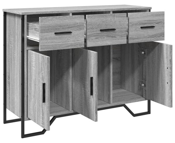 Szürke sonoma színű szerelt fa tálalószekrény 97x32,5x74,5 cm