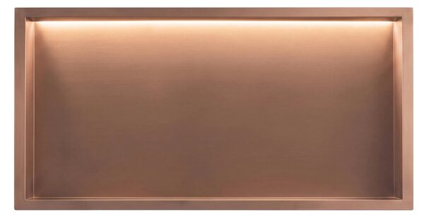 Süllyesztett fürdőszobai polc LED 30x60 brush copper