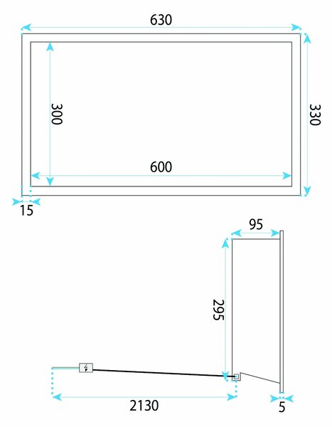 Süllyesztett fürdőszobai polc LED 30x60 brush copper