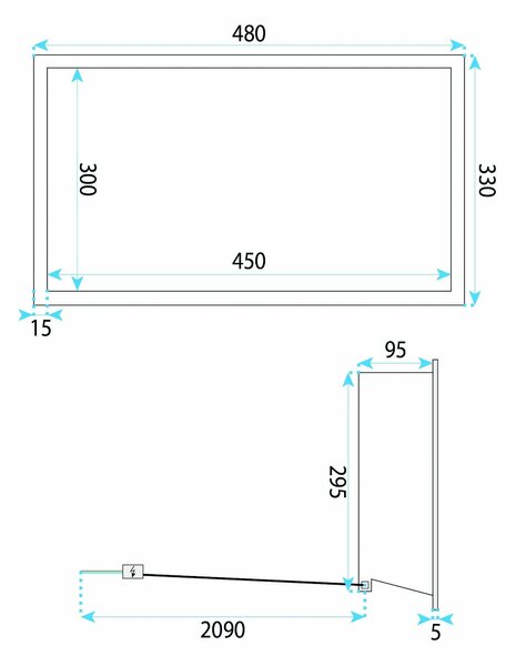 Süllyesztett fürdőszobai polc LED 30x45 Titan