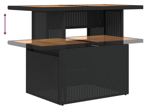 10 részes fekete polyrattan kerti ülőgarnitúra párnákkal