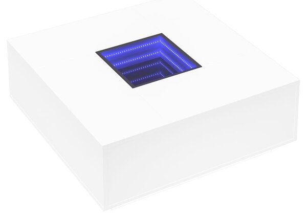 Fehér végtelen hatású LED-es dohányzóasztal 100 x 100 x 40 cm