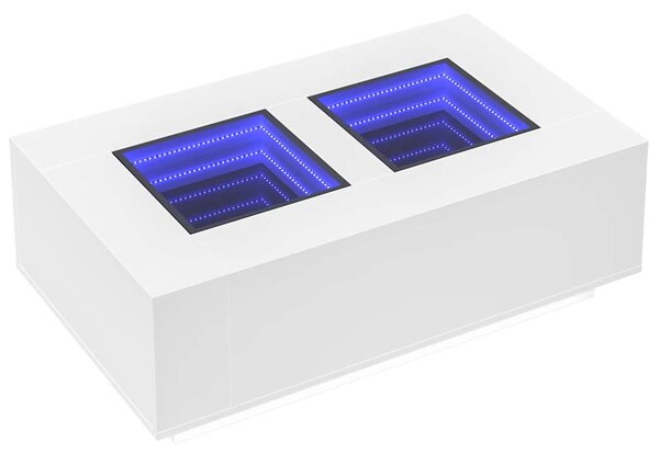 Fehér végtelen hatású LED-es dohányzóasztal 116 x 69 x 40 cm