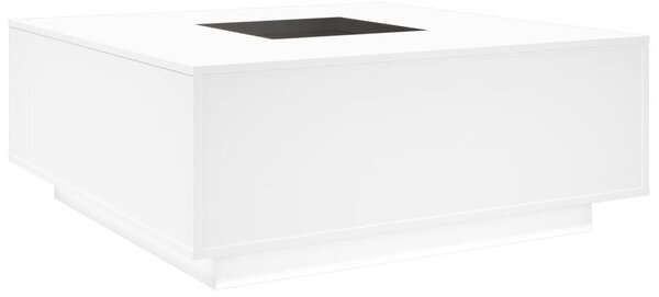Fehér végtelen hatású LED-es dohányzóasztal 100 x 100 x 40 cm