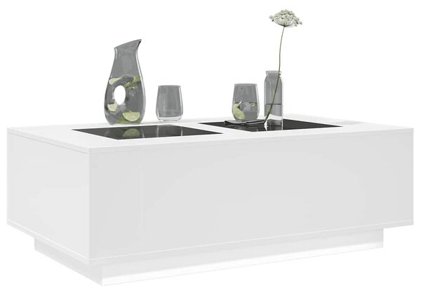 Fehér végtelen hatású LED-es dohányzóasztal 116 x 69 x 40 cm