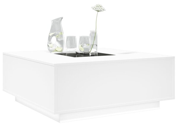 Fehér végtelen hatású LED-es dohányzóasztal 100 x 100 x 40 cm