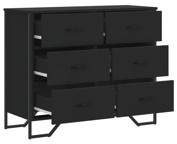 Fekete szerelt fa komód 91 x 35,5 x 74,5 cm
