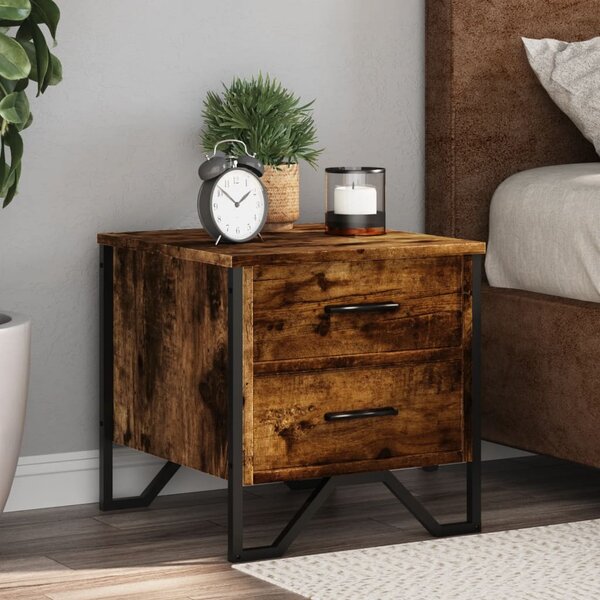 Füstös tölgy színű szerelt fa éjjeliszekrény 40 x 41 x 40 cm