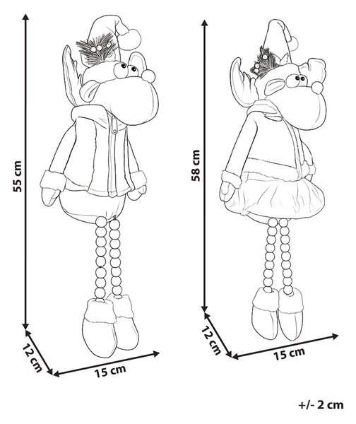 Kétdarabos karácsonyi dekoráció szett GEITSJOEN 55/58 cm Rénszarvas Színes